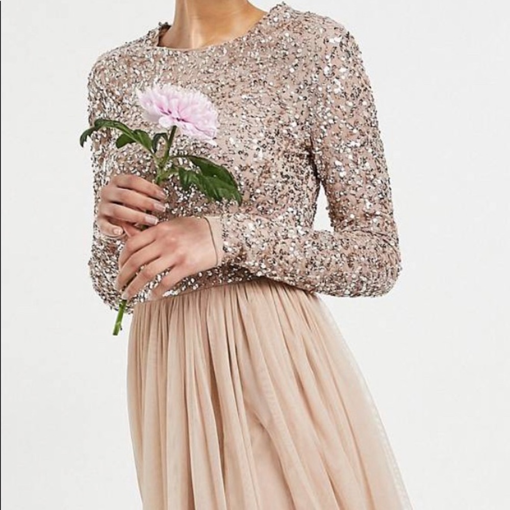 Sparkly Midi Dress Blush